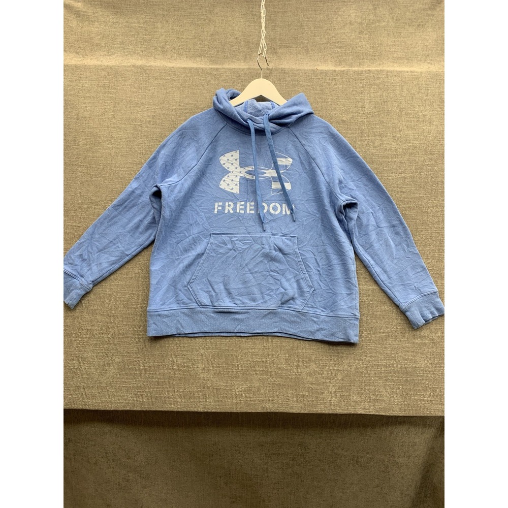 Under Armour Freedom Rival Fleece Hoodie Womens L Chicago Blue Kangaroo Pocket